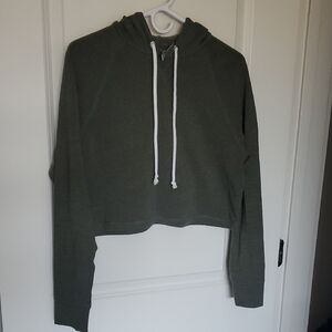 Olive Green Cropped Hoodie